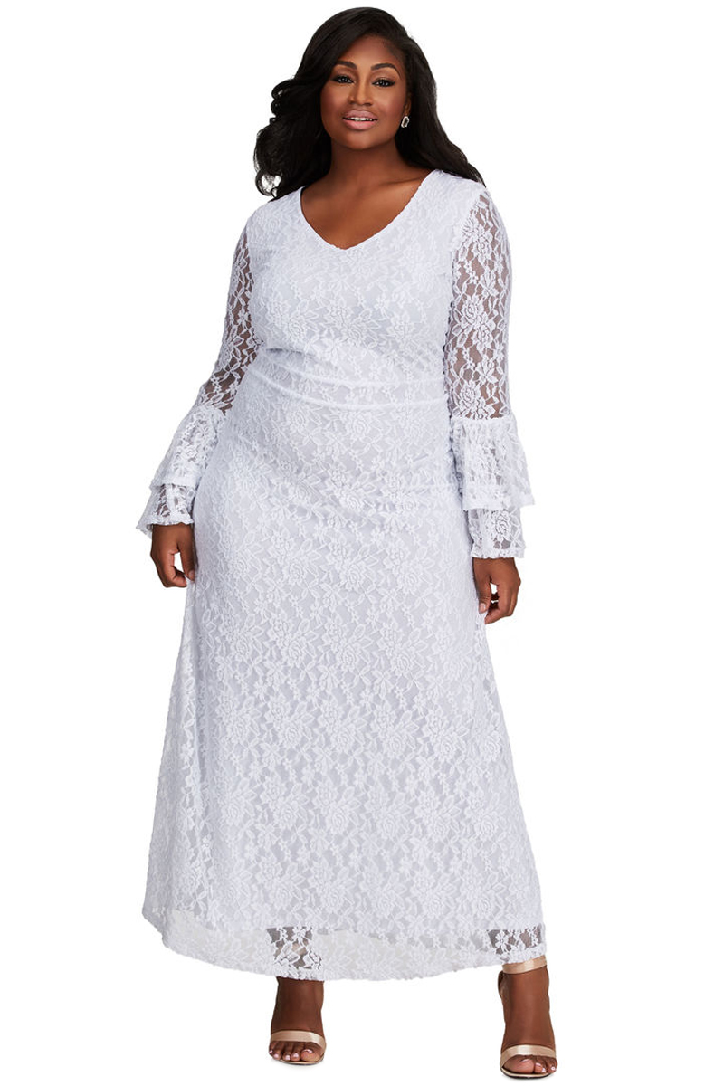 Plus size white dress with sleeves new