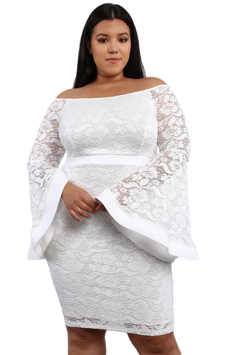 White bell sleeve dress for womens size